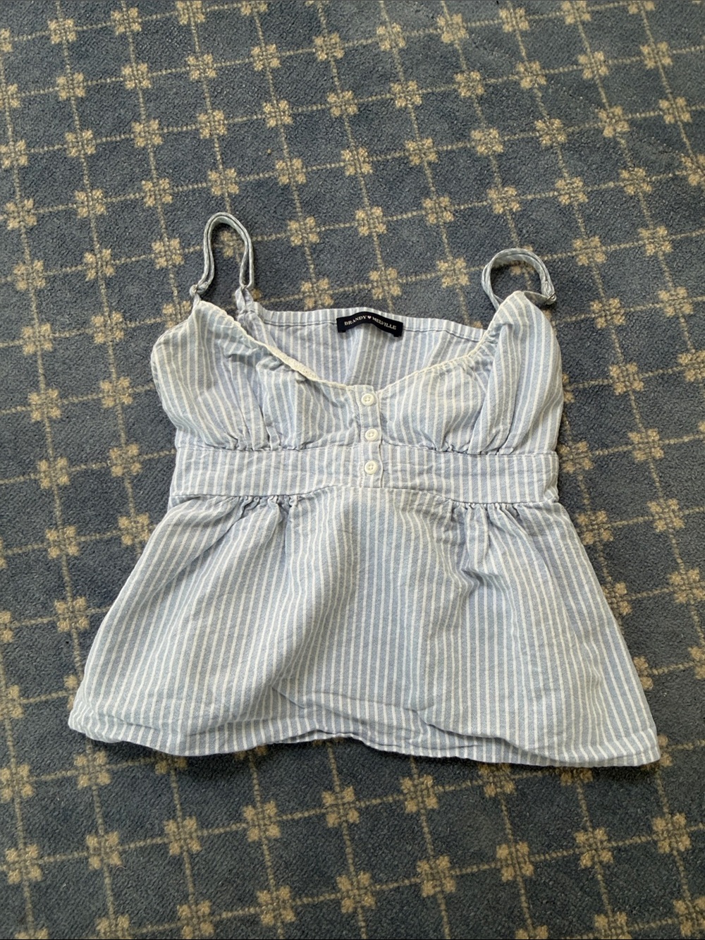 Brandy Melville Blue & White Striped Button-Front Camisole